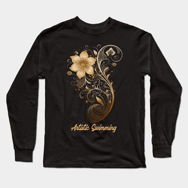 artistic swimming, synchronized swimming, golden dancers v8 Long Sleeve T-Shirt by H2Ovib3s